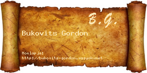 Bukovits Gordon névjegykártya
